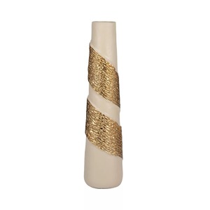 Jarrón de Mesa Moderno de Aluminio Dark Aura, Hecho a Mano, con Textura Acanalada, Acabado Dorado, 12.5 de Alto, 8 de Ancho, Ecológico, Puede Contener Agua - Product Image 2