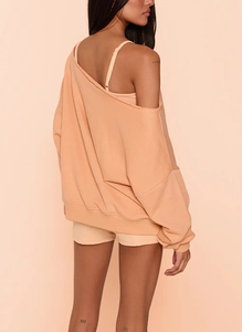 Sudaderas para Mujer, Holgadas, de Manga Larga, Estilo Oversize, Tejidas, de Color Sólido, Cuello Redondo, Transpirables y Ligeras - Product Image 3