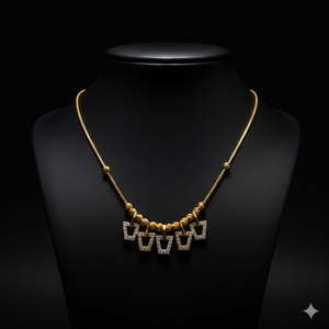 Auténtico Collar de Oro de 22K con Dijes de Anillo de Diamantes Reales y Cuentas Negras - Product Image 2