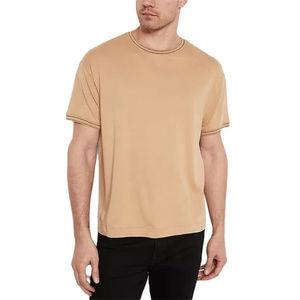 Camiseta Ringer para Hombre, Cuello Redondo con Ribetes en Contraste, Manga Corta, Mezcla de Algodón, Estilo Casual Retro, Variedad de Colores - Product Image 3