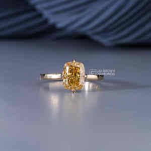 Fancy Yellow <b>Cushion</b> & Round Lab Grown Diamond <b>Ring</b> S925 Silver Yellow Gold Luxury 13 Piece 2.23ct EF Clarity Gift for Women - Product Image 1