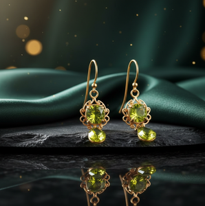 Boucles d'oreilles pendantes en argent sterling 925 plaqué or 18 carats avec pierres précieuses hydrogénées vertes de 5 pouces et 8 mm, 13 grammes, cadeau pour elle - Product Image 2