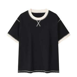 220gsm Luxury Fashion Heavyweight <b>T</b>-Shirt for Men Custom Logo Printed Oversized Contrast Stitched Cotton Casual Style - Product Image 1