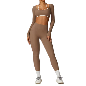 Leggings Deportivos de Alta Calidad y Sujetador Deportivo de Manga Larga, Ropa Deportiva Activa para Yoga, Conjuntos Deportivos para Gimnasio y Fitness para Mujer - Product Image 1