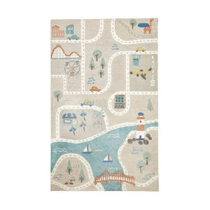Alfombra Tejida a Mano, Diseño de Mapa de Carreteras y Cuentos de Ciudades, Alfombra Educativa para Niños, para Cuarto de Niños, Sala de Juegos e Interiores Montessori - Product Image 1