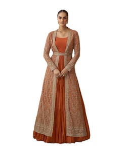 Modest Embroidery Work Polyester Chinon Women Party Evening Floor Length <b>Dress</b> Middle East <b>Long</b> Sleeves Arabic Luxury Abaya - Product Image 1