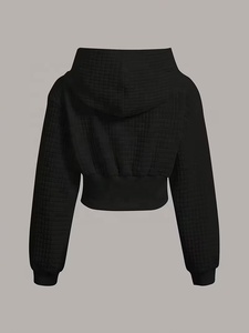 Sudadera con capucha negra de cuello redondo de manga larga para mujer, estilo americano, con logo frontal, ajuste holgado, ideal para invierno - ¡Venta caliente! - Product Image 2