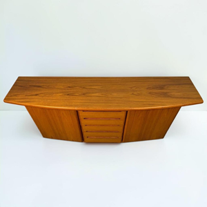 Firsthand Wholesale Teak Wood Sideboard Mid Century Modern Credenza Curved <b>Buffet</b> <b>Cabinet</b> Living Room Storage B2B Direct Factory - Product Image 3