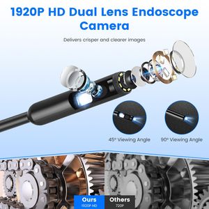 Endoscopio Industriale HD 1920P IP67 Impermeabile, 1 Pezzo, Doppia Lente 8+1, Sonda Semi-Rigida da 5m con Luce, Strumento di Ispezione Boroscopico - Product Image 5