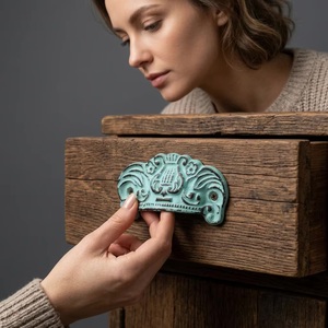 High Quality Industrial <b>Ceramic</b> Blue Distressed Color Drawer Cabinet Handle Pulls for Kitchen Bedroom Living Room-Eco-Friendly - Product Image 4
