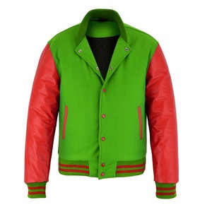 2026 OEM Hot Selling Green Wool Men's Varsity <b>Jacket</b> Stand Collar Eco-Friendly Windproof <b>Heated</b> Fashion 100%High Quality Low MOQ - Product Image 5
