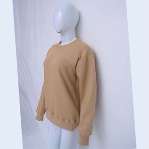 <b>Neutral</b> beige crewneck sweatshirt premium cotton casual pullover soft fabric everyday wear OEM ODM clothing production Wholesale - Product Image 5