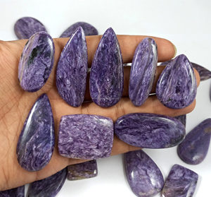 Charoite naturelle cabochon, pierre précieuse artisanale en vrac pour la fabrication de bijoux - Product Image 2