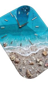 Horloges murales en résine époxy SYNTHETIQUE pour espaces exquis Cadeau unique de décoration intérieure Horloge murale époxy océan par Antique Creation - Product Image 6