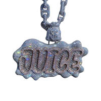 Collier Hip Hop personnalisé avec pendentif « Juice » en Moissanite et Diamant, Chaîne Bling Iced Out, Bijoux de Luxe pour Rappeur