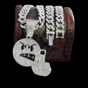 Pendentif de luxe Hip Hop en argent 925 avec strass en cristal, motif visage de dessin animé et doigt d'honneur, pour homme, à porter au quotidien, d'Inde - Product Image 6