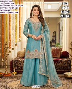 Traje Amarillo de Seda Chinon Bordado Bandhani, Largo hasta el Suelo, de Secado Rápido, para Mujer, Ideal para Bodas y Fiestas, para Todas las Temporadas - Product Image 3