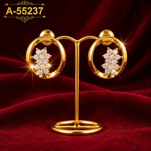 <b>Gold</b> Plated Crystal Flower Earrings <b>Set</b> for Women Wedding <b>Jewelry</b> A-55237 - Product Image 1