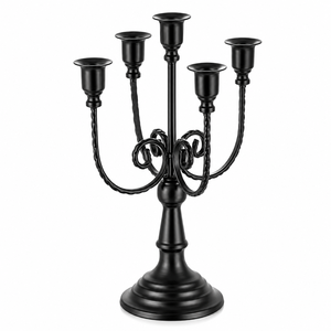 Luxury Polished <b>Silver</b> 5-Arms Candelabra Holder Vintage Metal <b>Candlestick</b> Stand for Christmas Party Home Dining Table Decor - Product Image 4