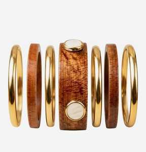 Craft Emporium Exporta Conjuntos de Joyería de Madera Artificial Hechos a Mano, Brazaletes de Color Madera Natural, 4 Tamaños, Múltiples Formas, Duraderos - Product Image 2