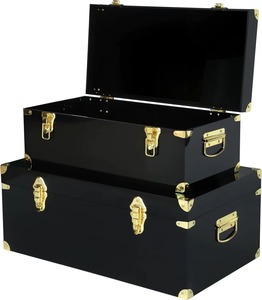 Caja de almacenamiento negra de alta calidad con cerradura dorada, cofre decorativo para organización y exhibición en el hogar, hecha a mano en India. - Product Image 2