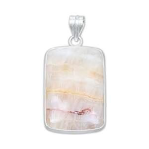 Pendentif en pierre d'argonite rose naturelle, pendentif en laiton argenté, bijoux faits à la main, cadeau pour elle, pendentif de bijoux en gros - Product Image 4