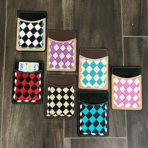 Nuevo estilo, tarjetero de bolsillo de cuero a cuadros con herramientas manuales, funda para tarjeta de visita para hombres y mujeres, tarjetero de regalo creativo - Product Image 6