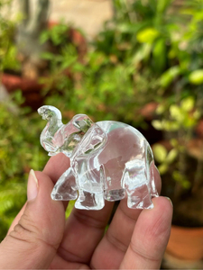 Hand Carved Clear Quartz <b>Elephant</b> Statue Natural Crystal Lucky Figurine Feng Shui REIKI OEM ODM Wholesale - Product Image 4