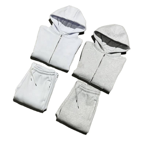 Custom High Quality Blank 100% Cotton 420gsm <b>Zip</b> <b>up</b> Hoodies and Sweatpants Set Plain Heavyweight Zipper Tracksuits for Men - Product Image 2