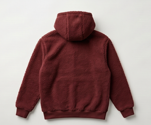 Sweat-shirt à capuche en polaire bordeaux pour homme, coupe classique, couleur unie, vêtement d'hiver décontracté, tricoté, anti-boulochage, style pull - Product Image 2