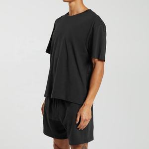 100% coton hommes surdimensionné plaine noir T-Shirts impression personnalisée manches courtes grande taille blanc tricoté Fitness Gym T-Shirt formel - Product Image 4