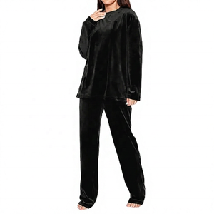 Women's Plus Size Winter <b>Velvet</b> Printed Eco-Friendly <b>Tracksuit</b> Full Sleeve Hooded Loose Fit Solid Color Lightweight Casual - Product Image 2