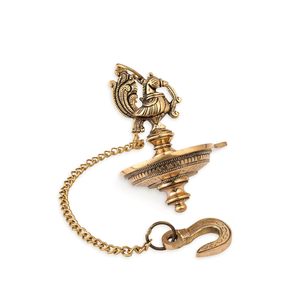 Lampe à huile Diya traditionnelle en résine en forme de canard, ensemble suspendu, pièce unique, artisanat métallique rond d'Inde pour la décoration intérieure de Diwali - Product Image 4