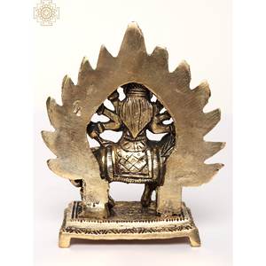 รูปปั้นเทพีดูร์กาทองเหลืองทำมือขนาด 4 นิ้ว พร้อมฐานอัสตาบูจา งานฝีมือสำหรับตกแต่งบ้านและของขวัญ ผลิตในอินเดีย - Product Image 4