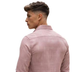 Chemise en flanelle pour homme rose poudré, manches longues, boutonnée, à carreaux, décontractée, tissu brossé doux, mode streetwear, vente en gros - Product Image 4