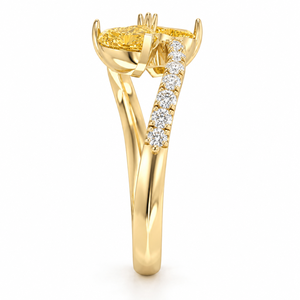 Bague Bypass Toi et Moi Cœur Jaune Fantaisie 1,40 CTS en Or Romantique avec Diamant de Laboratoire Certifié IGI, Bijoux Personnalisés OEM - Product Image 2