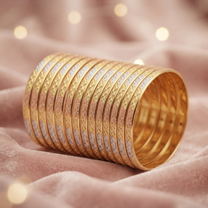 ORO-Z Three Tone Gold Plated Diamond Cut Textured <b>Bangles</b> for Women CNC Fashion Jewelry Manufacturer - Product Image 4