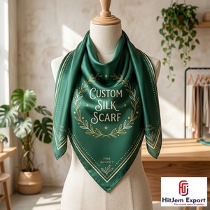 Pañuelo largo moderno personalizado con estampado, tacto seda, hiyab de moda, chal para la cabeza, fabricante textil OEM ODM de marca privada - Product Image 3