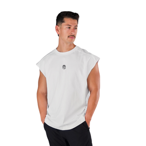 Camiseta sin mangas para hombre, corte holgado, para gimnasio, entrenamiento, ligera, deportiva, blanca - Product Image 4