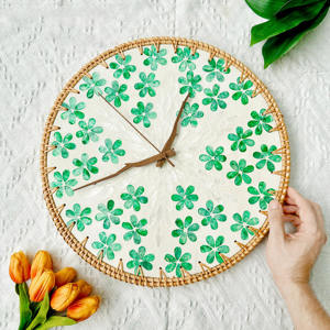 Horloge murale élégante pour salon, pièces décoratives, horloges suspendues en rotin écologiques, prix abordable - Product Image 3