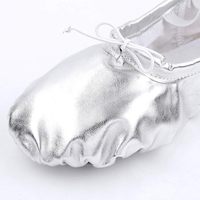 Zapatillas de Ballet con Suela Partida, Zapatos Planos de Ballet de Cuero Plateado para Niñas, Niños y Mujeres