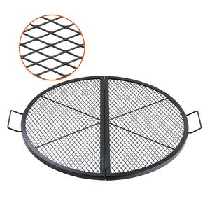Griglia BBQ Pieghevole Rotonda in Acciaio Resistente X Marks per Falò, con Maniglia di Supporto, Accessori per Braciere X - Product Image 1