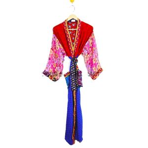 Robe de Demoiselle d'Honneur Élégante Vintage en Soie Satinée à Motifs Floraux, Confortable pour l'Été, Longueur Genou, Style Indien, Séchage Rapide - Product Image 1