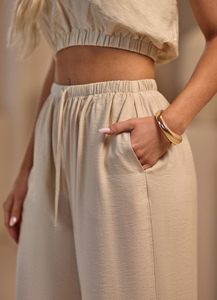 Latest Custom Warm Linen Women's Signature Woven Joggers Terry Fleece Soft Touch Fabric Women Sweatpants Women Pants & <b>Trouser</b> - Product Image 3