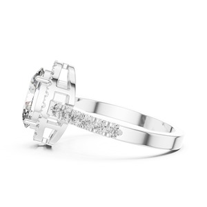 Halo <b>Oval</b> Cut <b>Moissanite</b> Diamond <b>Engagement</b> <b>Ring</b> 925 Sterling Silver <b>Ring</b> Wedding Bridal <b>Ring</b> Women's Cocktail Party Wear <b>Ring</b> - Product Image 4
