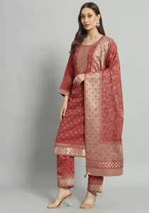 Tissu de robe non cousu Safaa Premium en viscose, pour costumes d'hiver pakistanais avec étole - Product Image 2