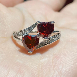 Red Heart Cut Moissanite Bypass Shank <b>Ring</b> White Gold Engagement <b>Ring</b> 10K Solid White Gold Double <b>Stone</b> Solitaire Gift For Women - Product Image 2