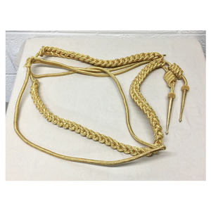 Cordón trenzado de Mylar con borla de aguilleta de seda amarilla británica, material mixto de algodón con punta de latón de malla para uniformes o bolsos - Product Image 6