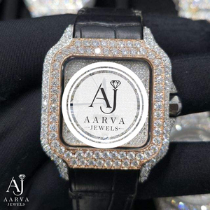 Montre mécanique à cadran carré, lunette en cristal, plaquée rhodium, style bijou de mode - Product Image 2