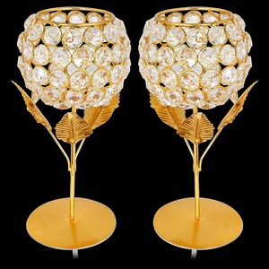 Wholesale customizable <b>decorative</b> metal & crystal candle holder for luxury hotel and restaurant <b>decor</b> - Product Image 2